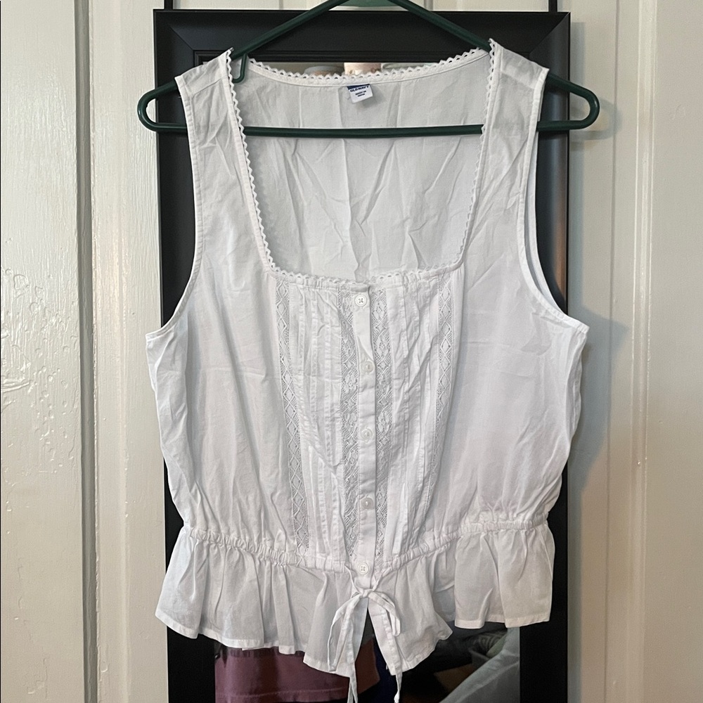 Old Navy White Eyelet Trim Top